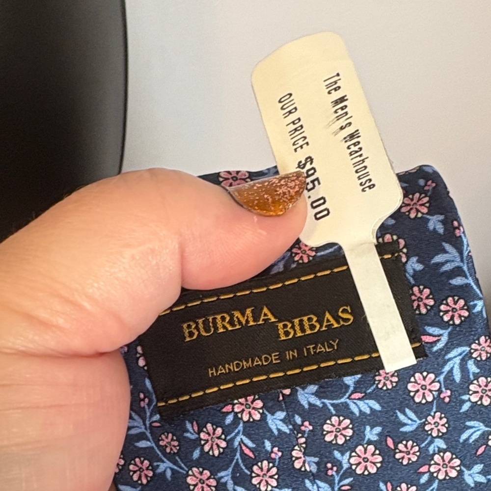 Burma Bibas Made in Italy Silk Blue Pink Floral Necktie Tie - Picture 4 of 13